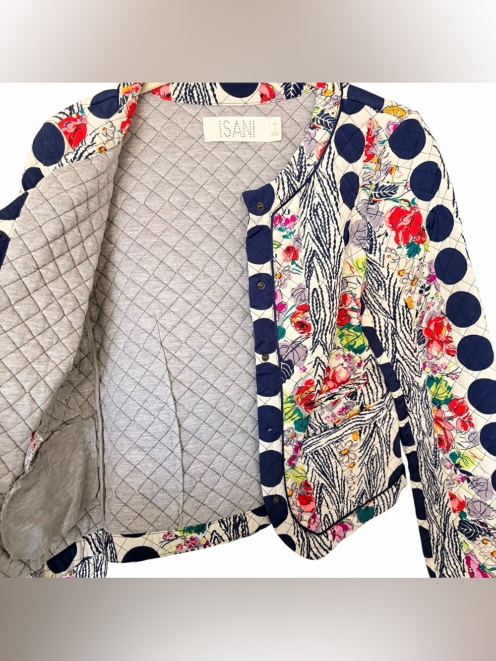 ANTHROPOLOGIE ISANI Salta Quilted Floral Polka Dot Jacket Size 2 - Picture 7 of 11